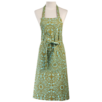 BALINESE TURQUOISE AND OLIVE PRINT APRON BALINESE TURQUOISE AND OLIVE PRINT APRON